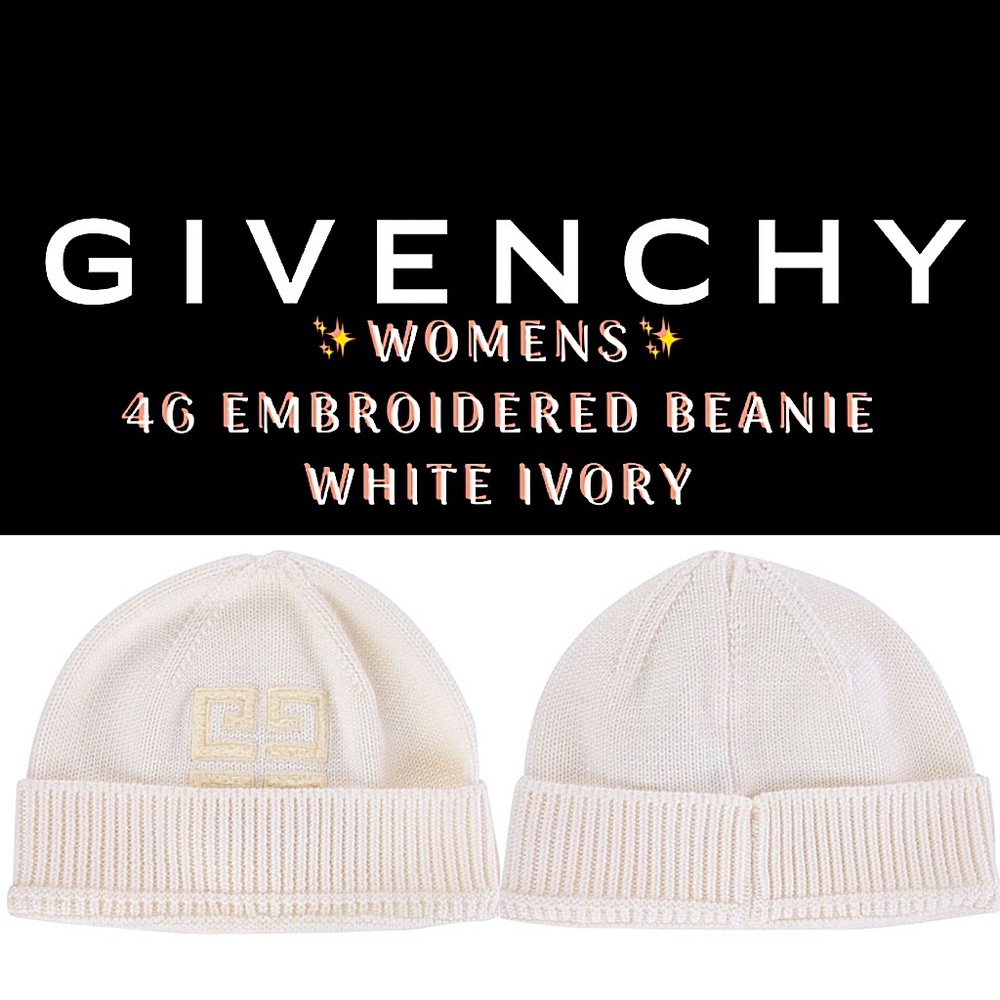 ✨Givenchy - Authentic WOMENS - 4G EMBROIDERED BEANIE IN COLOR: WHITE/IVORY✨ (OS)